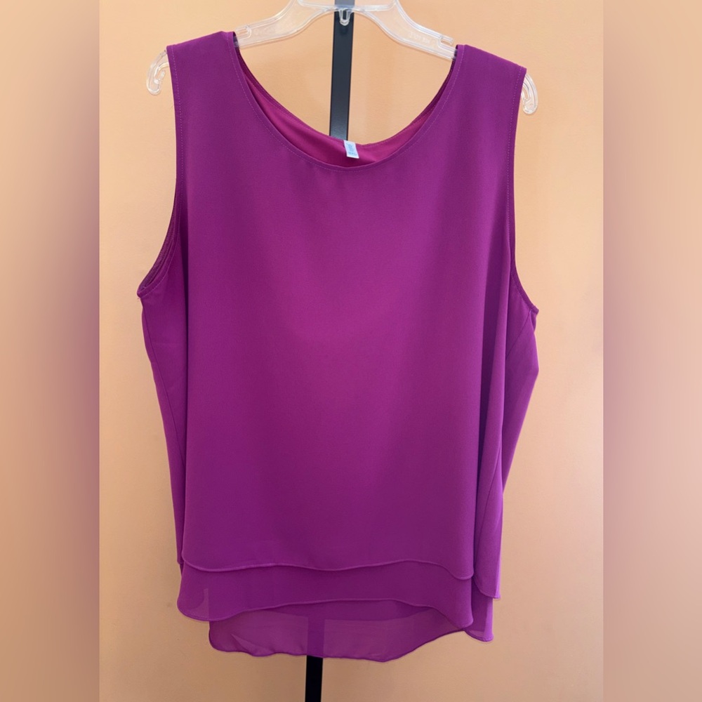 Women's Sleeveless Chiffon Tank Top Double Layers Blouse Tunic Size 3X